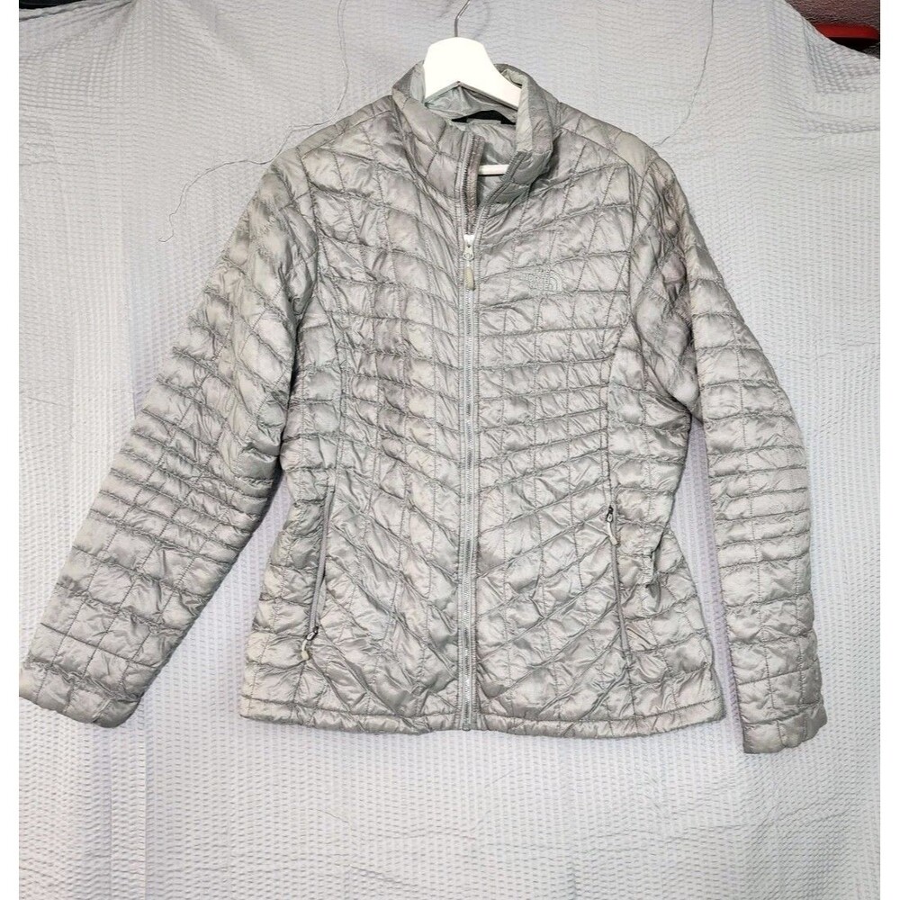 The North Face Jacket Womens Medium Gray ThermoBall Full Zip Quilted Puffer
